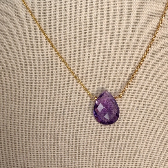 💜 Stunning South African Amethyst Faceted Necklace – 18K Gold Plated Over 925 💜 - Picture 6 of 10